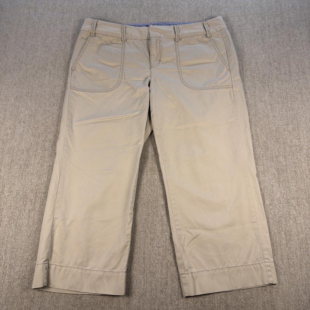 Tommy Hilfiger Cropped Pants Womens 14 Regular Size Beige Wide Leg